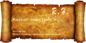 Radler Hamilkár névjegykártya